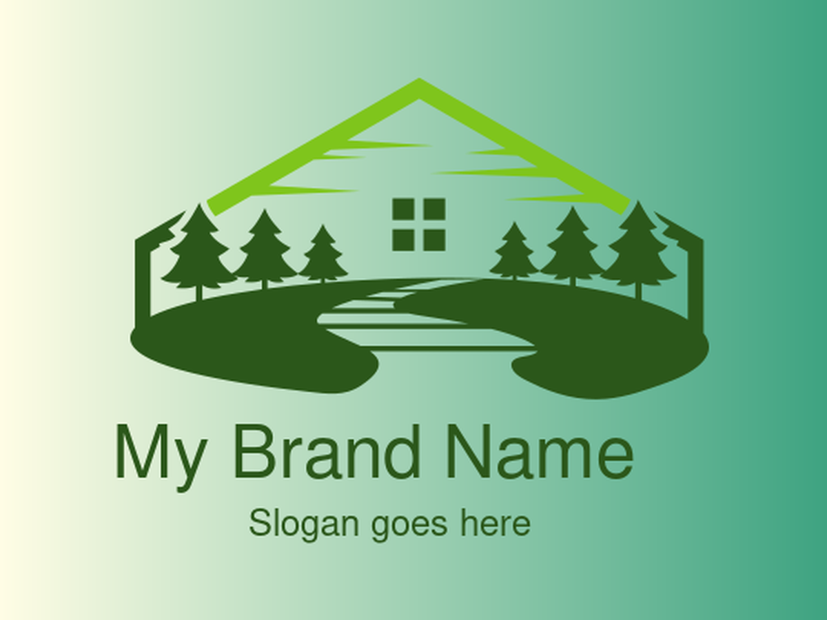 Stylish Green Forest Cabin Logo Design for Eco-Friendly Vacation Homes and Nature Retreats